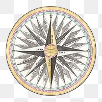 Vintage compass png illustration, transparent background. Remixed by rawpixel.