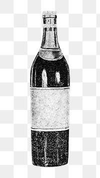 Wine bottle png vintage illustration, transparent background. Remixed by rawpixel. 