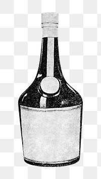 Brandy bottle png vintage illustration, transparent background. Remixed by rawpixel. 