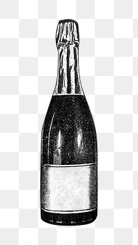 Champagne bottle png vintage illustration, transparent background. Remixed by rawpixel. 