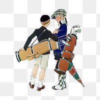 Vintage golf caddy png illustration, transparent background. Remixed by rawpixel. 