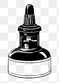 Vintage ink bottle png illustration, transparent background. Remixed by rawpixel. 