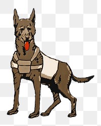 PNG police dog vintage illustration on transparent background. Remixed by rawpixel. 