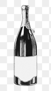 Vintage wine bottle png chromolithograph art, transparent background. Remixed by rawpixel. 