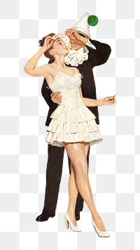 Vintage couple png illustration, transparent background. Remixed by rawpixel. 