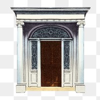 PNG vintage doorway, chromolithograph art, transparent background. Remixed by rawpixel. 