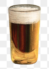 Vintage beer glass png chromolithograph illustration, transparent background. Remixed by rawpixel. 