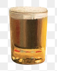 Vintage beer glass png chromolithograph illustration, transparent background. Remixed by rawpixel. 