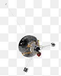 PNG Space satellite, vintage illustration, transparent background. Remixed by rawpixel.