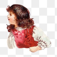 PNG Little girl, vintage person illustration, transparent background. Remixed by rawpixel.