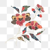 PNG Colorful flowers, vintage botanical illustration, transparent background. Remixed by rawpixel.