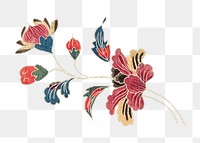 PNG Colorful flower, vintage Japanese botanical illustration, transparent background. Remixed by rawpixel.