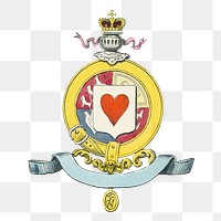 PNG Royal heart coat of arms, vintage illustration by B.P. Grimaud, transparent background. Remixed by rawpixel.