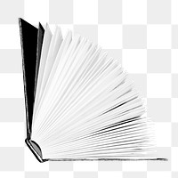 Book opening png, side view collage element, transparent background