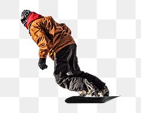 Man snowboarding png collage element, transparent background