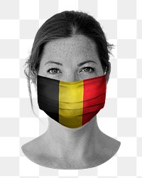 PNG woman wearing face mask, German flag, collage element, transparent background