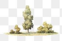 Trees png watercolor collage element, transparent background. Remixed by rawpixel.