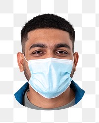 Png man wearing mask, closeup image on transparent background