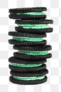 PNG Stack of mint cookie and cream, collage element, transparent background