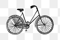 Bicycle png vintage illustration, transparent background. Remixed by rawpixel. 