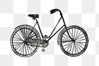 Bicycle png vintage illustration, transparent background. Remixed by rawpixel. 