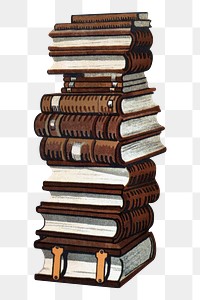 Stack of books png chromolithograph art, transparent background. Remixed by rawpixel. 