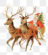 Christmas Santa Claus png chromolithograph art, transparent background. Remixed by rawpixel. 