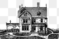 Cottage house png vintage illustration, transparent background. Remixed by rawpixel. 