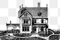 Cottage house png vintage illustration, transparent background. Remixed by rawpixel. 