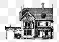 Cottage house png vintage illustration, transparent background. Remixed by rawpixel. 