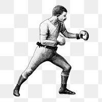 Boxer png vintage illustration, transparent background. Remixed by rawpixel. 