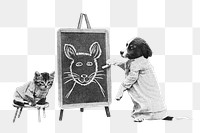 Teacher dog png vintage illustration, transparent background. Remixed by rawpixel. 