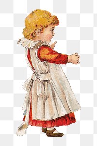 Little girl png chromolithograph art, transparent background. Remixed by rawpixel.