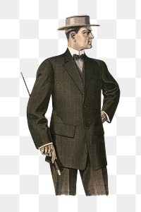 Vintage men's apparel png chromolithograph art, transparent background. Remixed by rawpixel. 