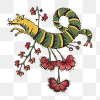 Flower &  animal png vintage illustration, transparent background. Remixed by rawpixel. 