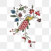 Flower &  animal png vintage illustration, transparent background. Remixed by rawpixel. 