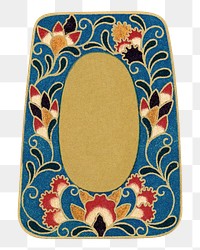 PNG Blue floral badge, vintage Japanese illustration, transparent background. Remixed by rawpixel.