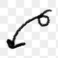 Png arrow doodle brush stroke element, transparent background