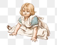 Little girl png sitting, transparent background. Remixed by rawpixel.