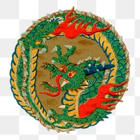 PNG Japanese dragon badge, mythical creature illustration, transparent background. Remixed by rawpixel.