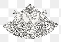 PNG vintage illustrated ornament element, transparent background