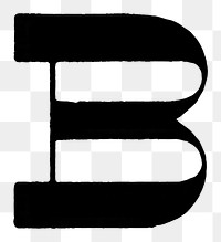 B letter PNG, Italian print font, transparent background