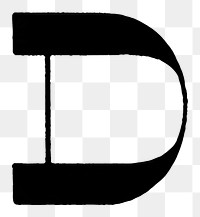 D letter PNG, Italian print font, transparent background