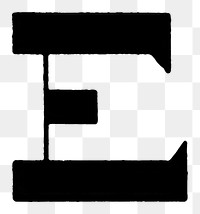 E letter PNG, Italian print font, transparent background