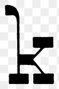 K letter PNG, Italian print font, transparent background