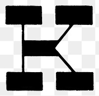 K letter PNG, Italian print font, transparent background