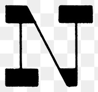 N letter PNG, Italian print font, transparent background