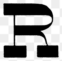 R letter PNG, Italian print font, transparent background