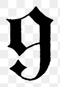 Number 9 PNG, German gothic font, transparent background