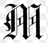 M letter PNG, German gothic font, transparent background